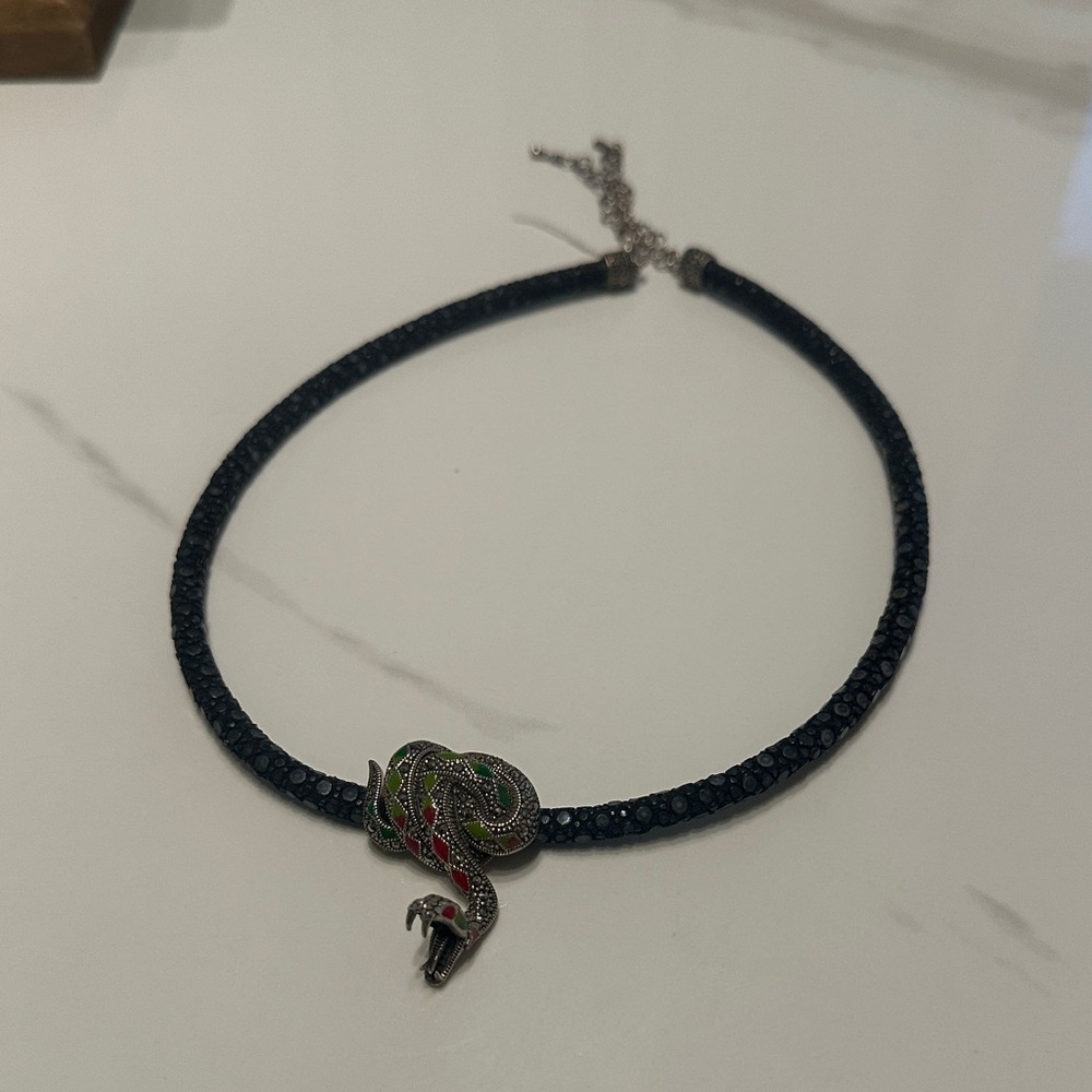 Boujee Boutique Blue and Green Snake Necklace